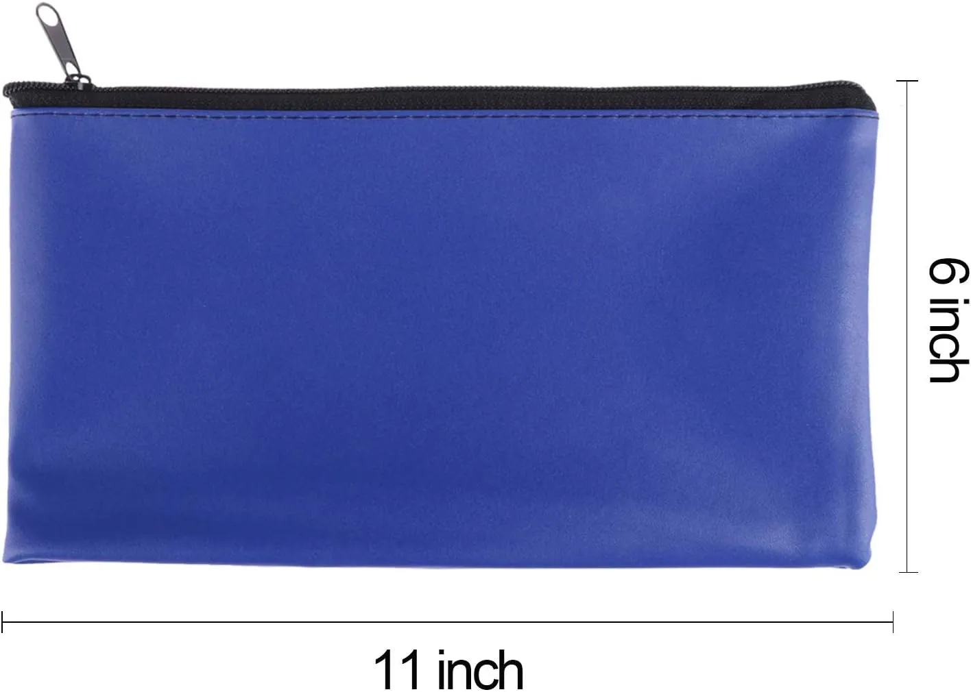 Zipper Bank Bags, 4 Pack PU Leather Cash & Coin Pouch with Zipper (Blue)