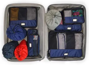 Zoomlite - 10 Piece Set Packing Cubes, suitcase organizers with shoe bags & laundry bags for travel. 6 small, medium & large compression travel packing cubes for carry-on, backpack & suitcase