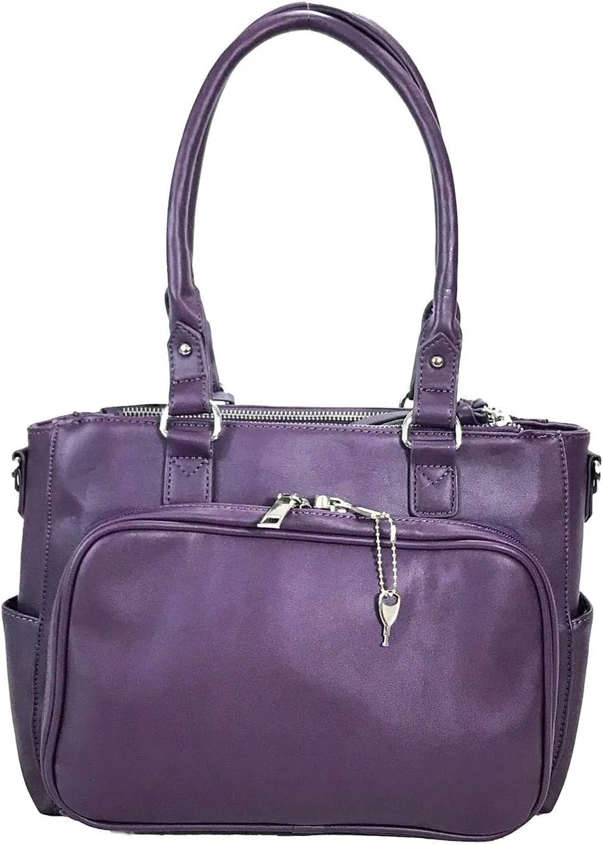 Zzfab Medium CCW Bag Multi-Zippers Fashion Faux Leather Concealed Carry Purse