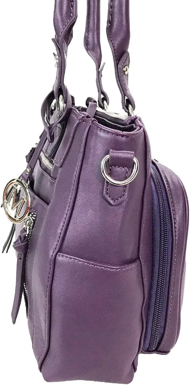 Zzfab Medium CCW Bag Multi-Zippers Fashion Faux Leather Concealed Carry Purse