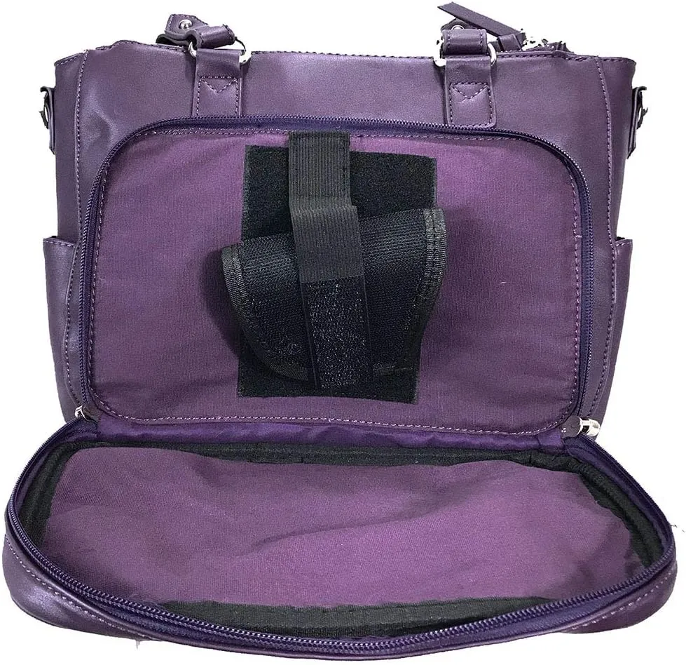 Zzfab Medium CCW Bag Multi-Zippers Fashion Faux Leather Concealed Carry Purse
