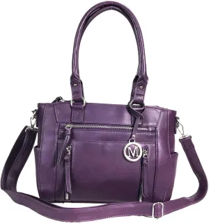Zzfab Medium CCW Bag Multi-Zippers Fashion Faux Leather Concealed Carry Purse